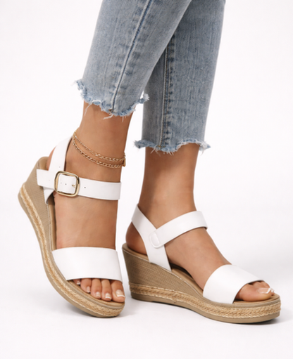 Espadrille Wedge Sandals Women – Adjustable Ankle Strap & Textured Platform, Patio Season Canada
