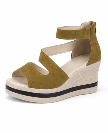 Cut-Out Wedge Sandals Women – Adjustable Ankle Strap & Sculpted Platform, Patio Season & Vacation