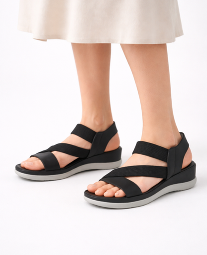 Criss-Cross Wedge Sandals Women – Thick Sole & Adjustable Back Strap, Patio Season Summer Comfort