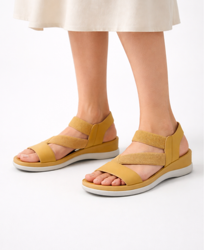 Criss-Cross Wedge Sandals Women – Thick Sole & Adjustable Back Strap, Patio Season Summer Comfort