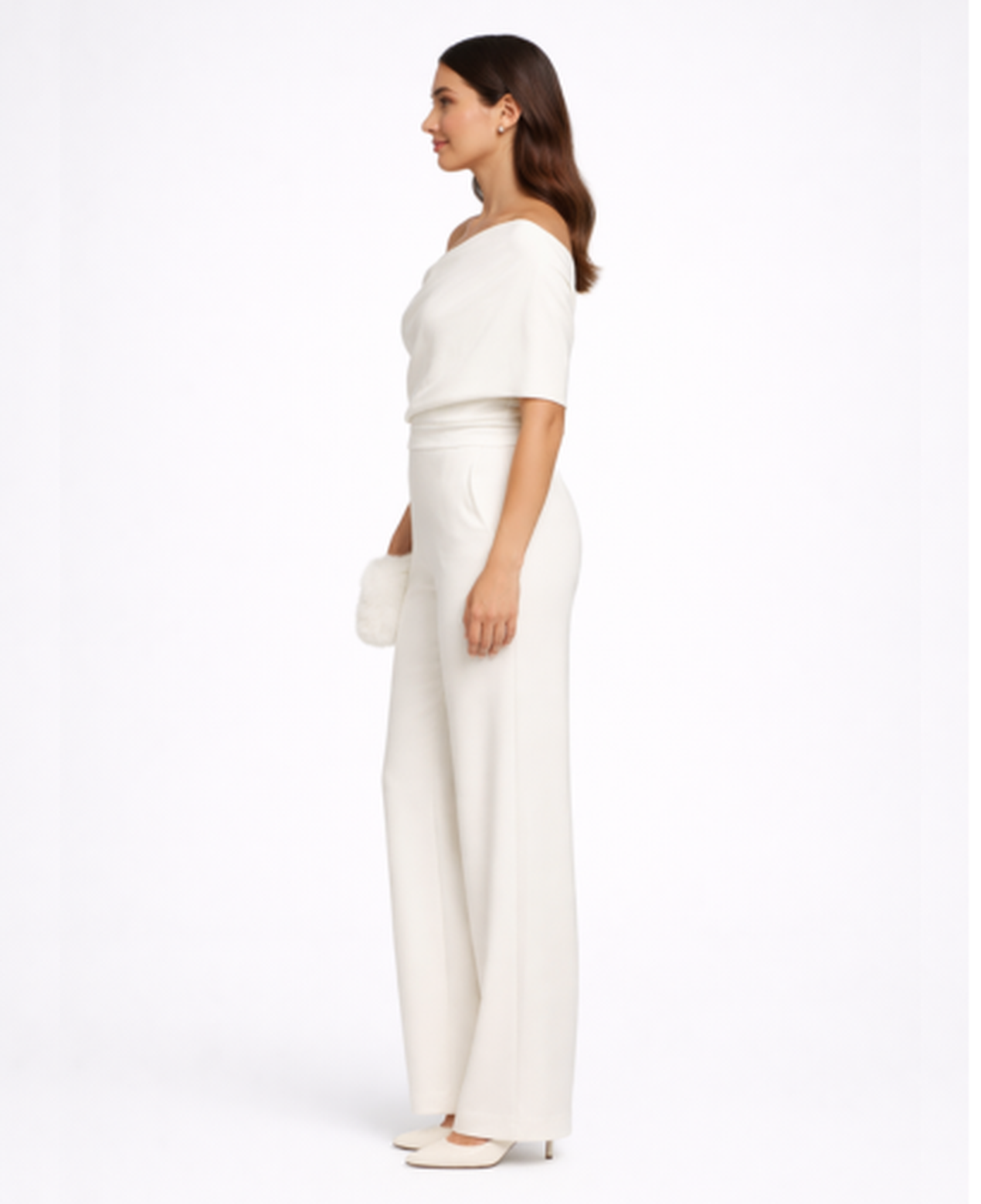 One-Shoulder Wide-Leg Jumpsuit Women – Asymmetric Neckline & Defined Waist, Wedding Guest Evening Elegant
