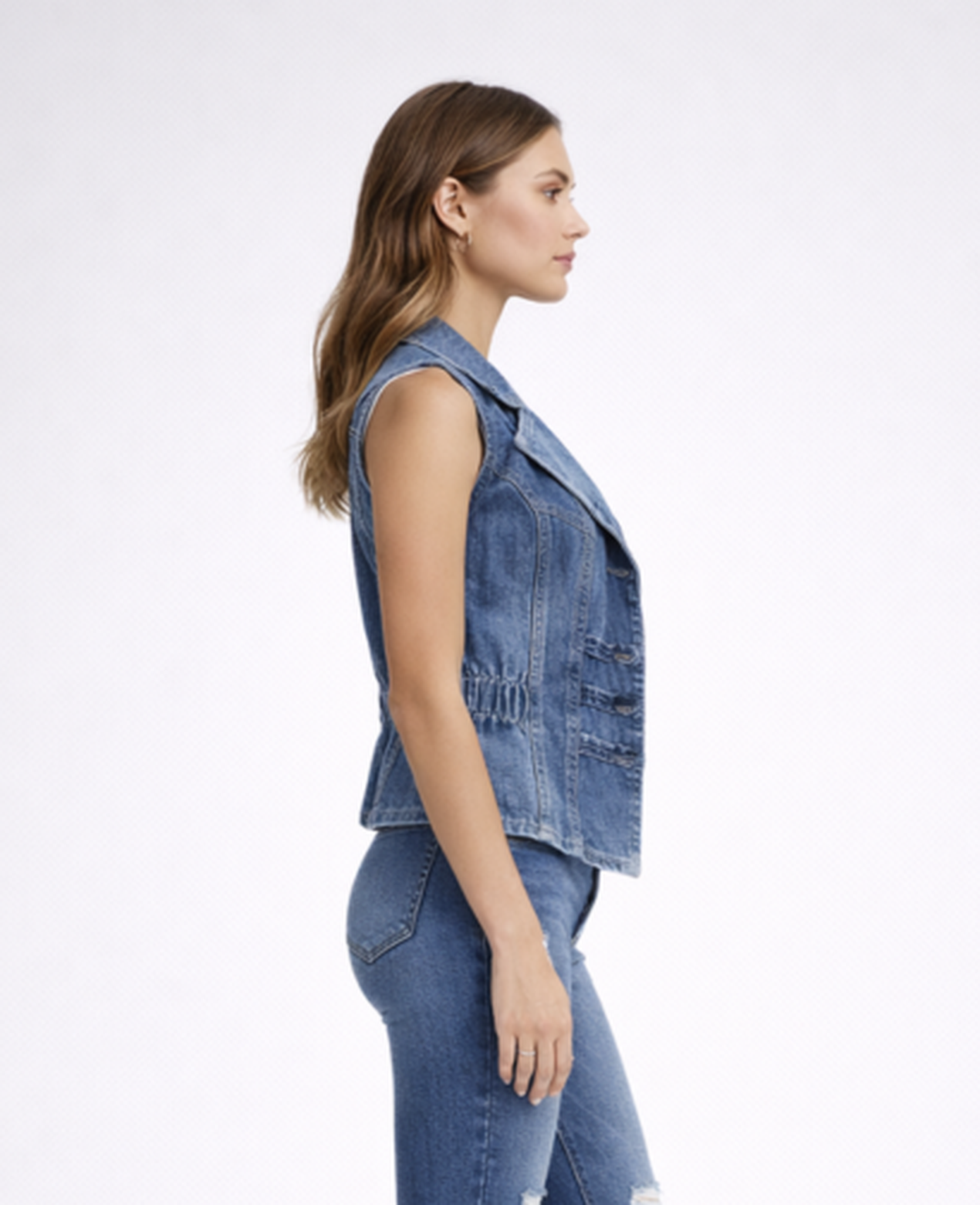 Denim Vest Women – Tailored Lapel & Button Front, Smart Casual Spring Layering