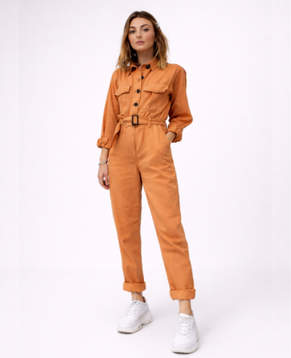 Belted Straight-Leg Jumpsuit Women – Defined Waist & Utility Style, Office & Evening Chic