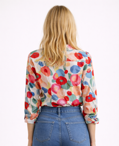 Floral Print Blouse Women – Classic Collar & Button-Front, Boho Casual Summer