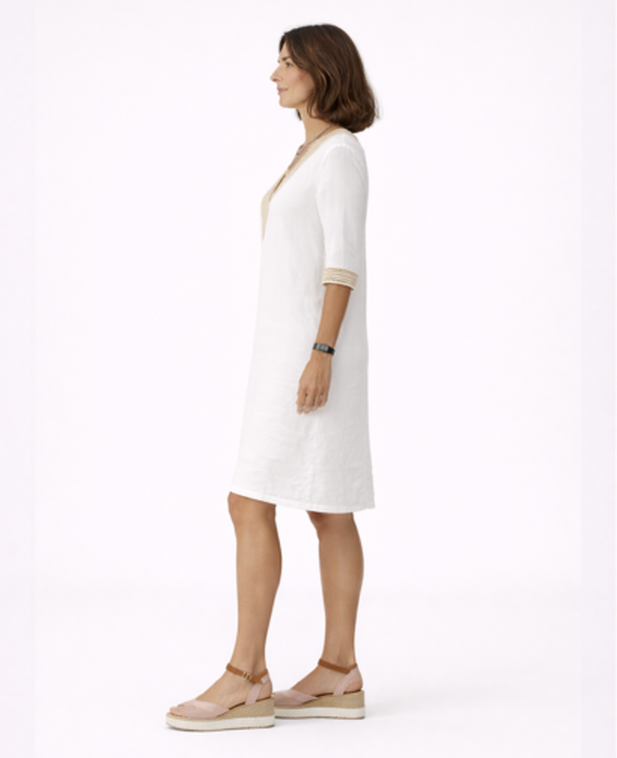 Embroidered Boho Dress Women – Deep V-Neck & Contrast Sleeves, Summer Wedding Cottage