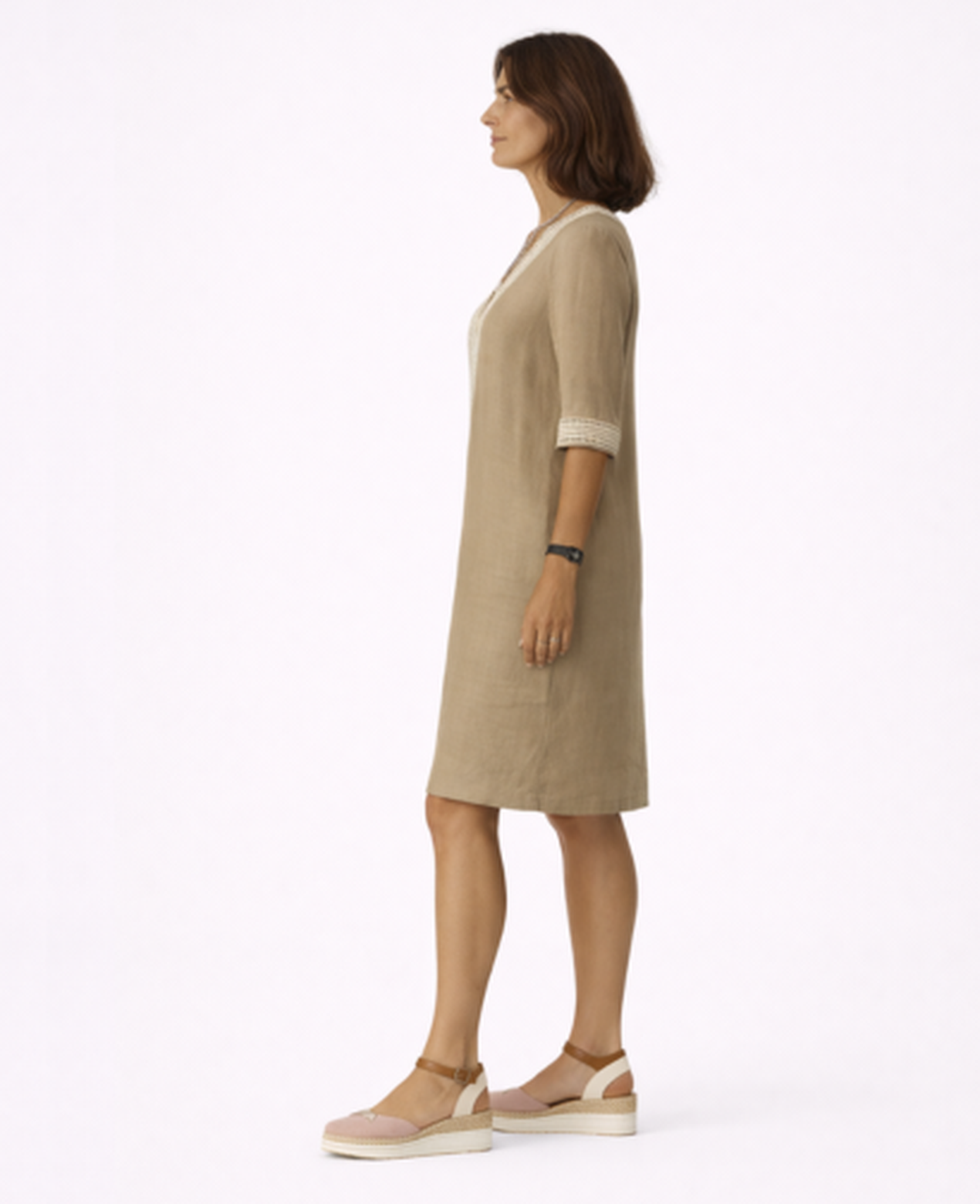 Embroidered Boho Dress Women – Deep V-Neck & Contrast Sleeves, Summer Wedding Cottage