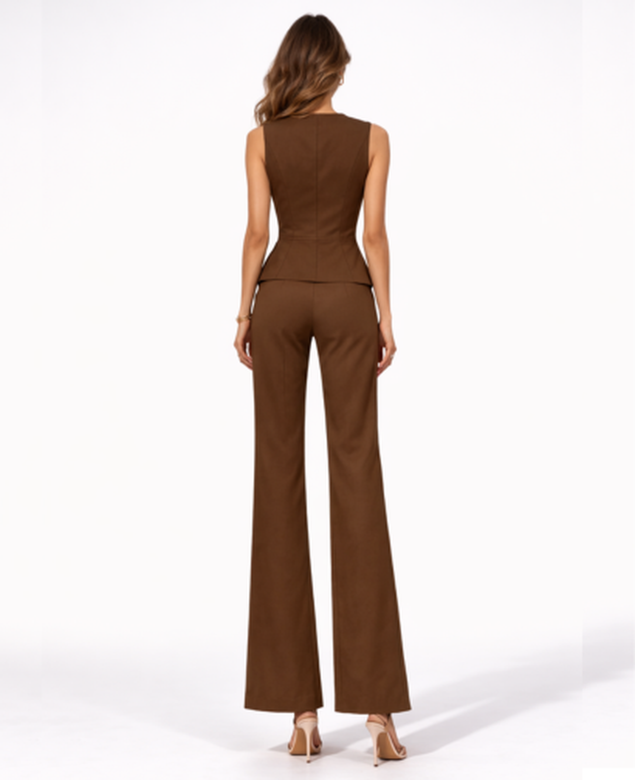Two-Piece Waistcoat & Wide-Leg Trousers Set Women – Tailored Fit & Chic Co-Ord, Office Formal Occasion