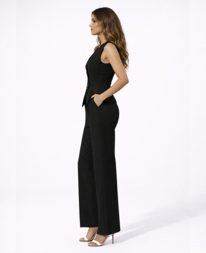 Two-Piece Waistcoat & Wide-Leg Trousers Set Women – Tailored Fit & Chic Co-Ord, Office Formal Occasion
