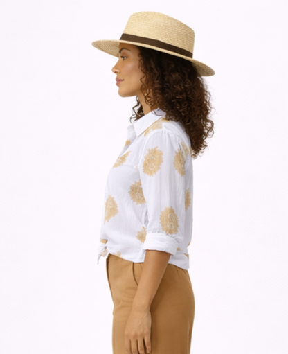 Floral Print Boho Blouse Women – Lightweight Long-Sleeve & Button-Front, Casual Summer Relaxed
