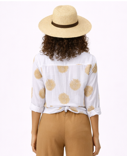 Floral Print Boho Blouse Women – Lightweight Long-Sleeve & Button-Front, Casual Summer Relaxed
