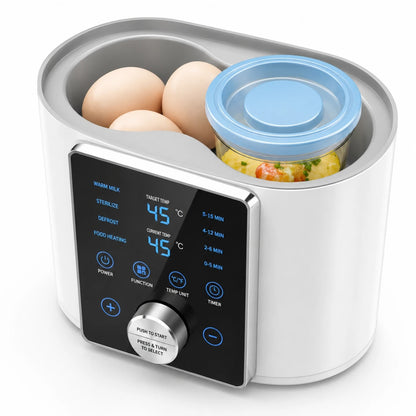 Baby bottle warmer with food heating and eggs