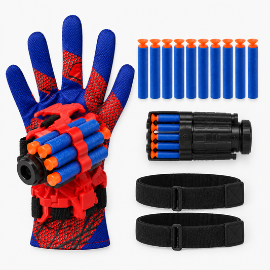 Web launcher cosplay glove with launcher, 10 suction-cup darts, magazine and 2 wristbands