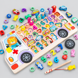 Wooden Montessori Busy Board - Number, Shape & Fishing Puzzle Toy thumbnail 2