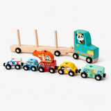 Wooden Car Transporter Truck with 7 Vehicles miniatura 4