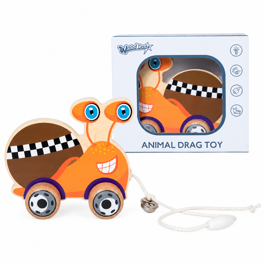 Wooden pull-along snail traffic toy for toddlers