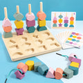 Wooden Shape & Colour Matching Puzzle with Lacing Beads