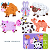 Wooden Toddler Puzzles Set of 6 in Tin Box, Montessori Toy thumbnail 2