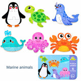 Wooden Toddler Puzzles Set of 6 in Tin Box, Montessori Toy thumbnail 5